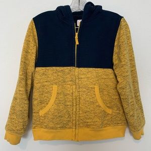 Wonder Nation Youth Boys Full Zip Up Hooded Jacket Sz Large 10/12 Yellow Navy